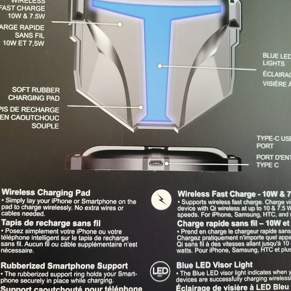 Star Wars Mandalorian Wireless Charge Pad, NEW